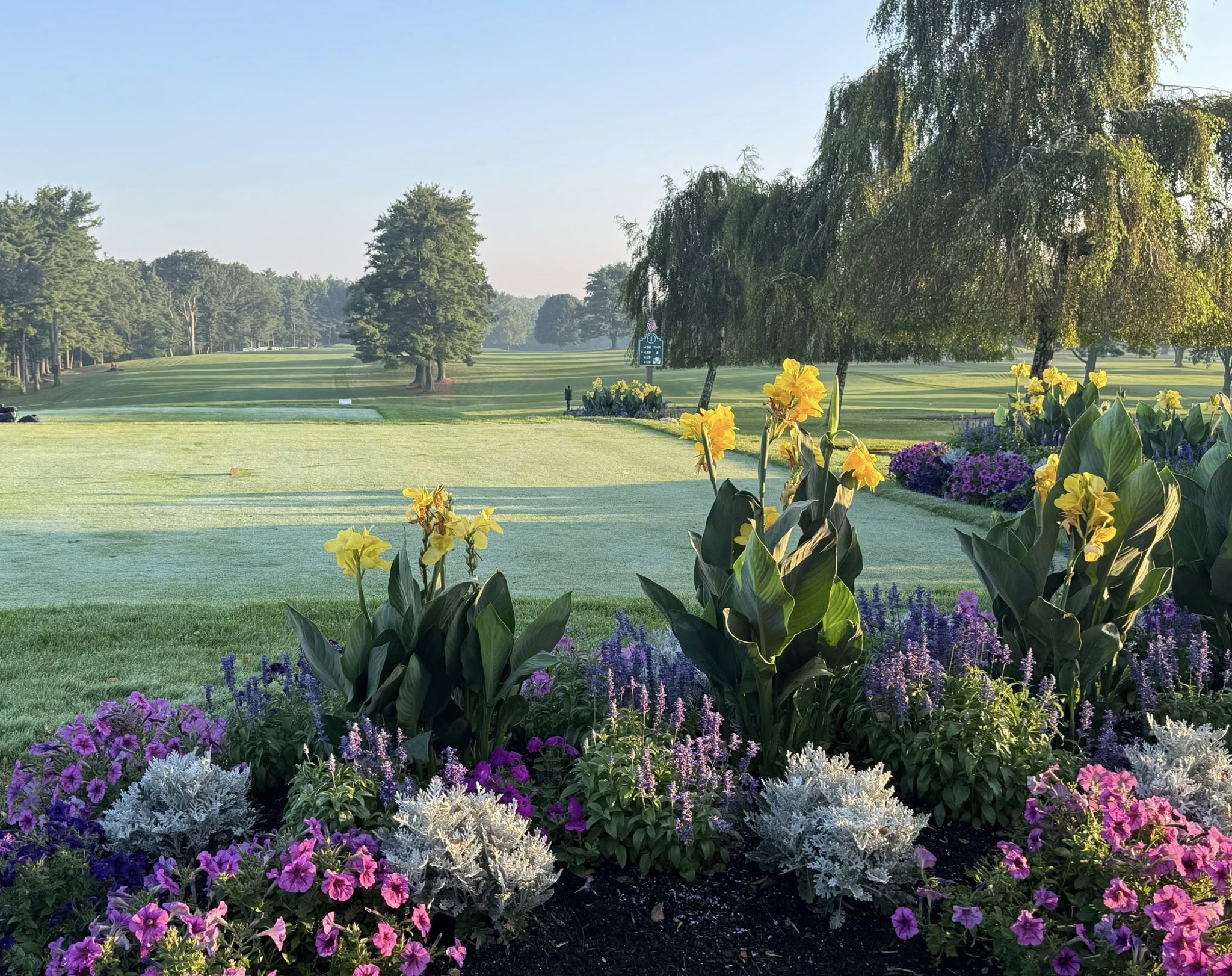 Flowers along the course at Pleasant Valley Golf Course.